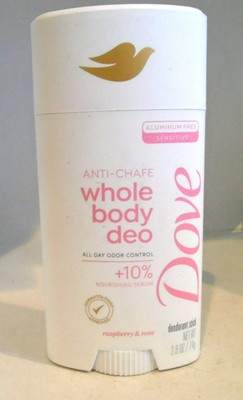 Dove Whole Body Deo Anti-Chafe Deodorant Raspberry & Rose Aluminum Free, 2.6 oz