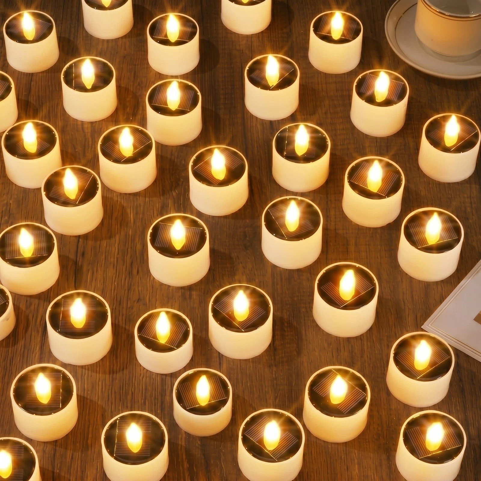 24 Pcs Solar Power Tea Lights Outdoor Waterproof, Dusk to Dawn Outdoor Lighti...