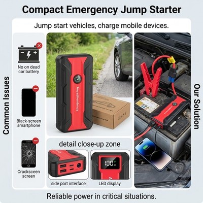 10000A Portable Car Jump Starter Box Booster Jumper Power Bank Battery Charger