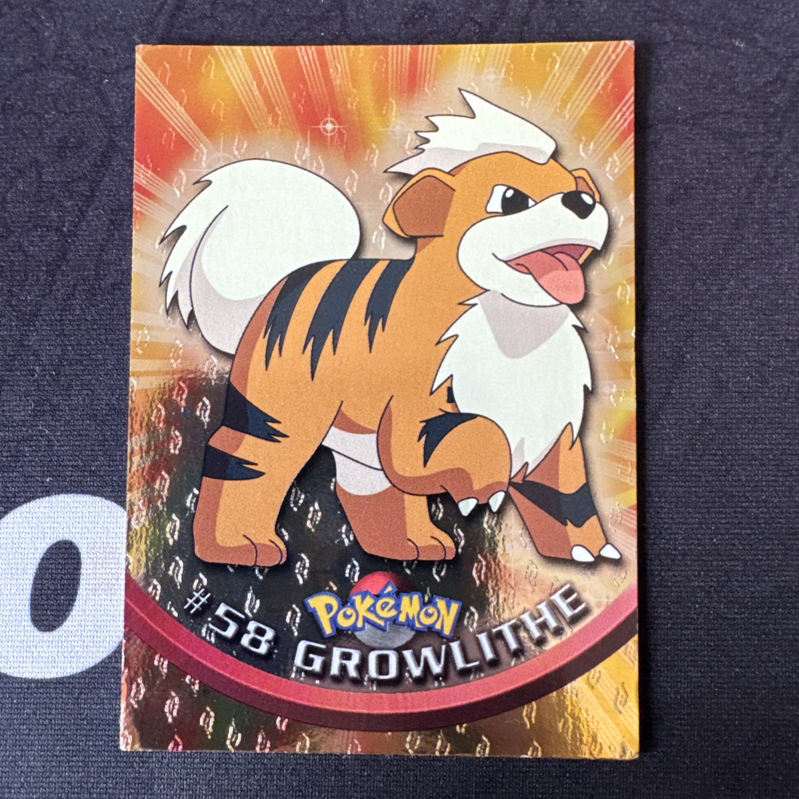 Growlithe #58 Topps Black Logo Textured Radiant Holo Full Art Pokemon Card NM