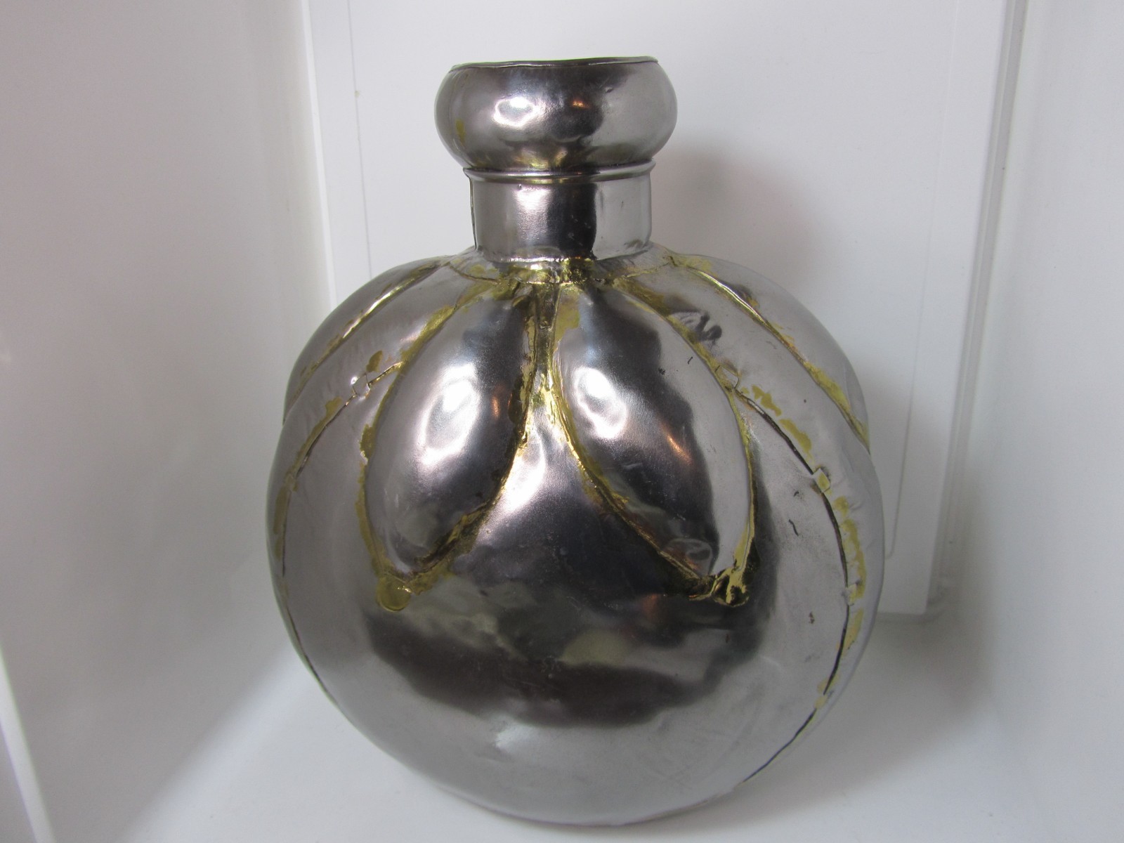 Vintage Large 12"x9" Indian  Metal Water Canteen Jug Flask