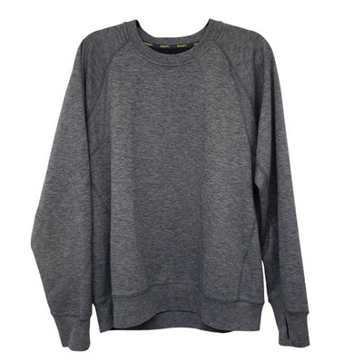 Brooks Womens Heathered Gray Crew Neck Sweatshirt Thumb Holes Relaxed L