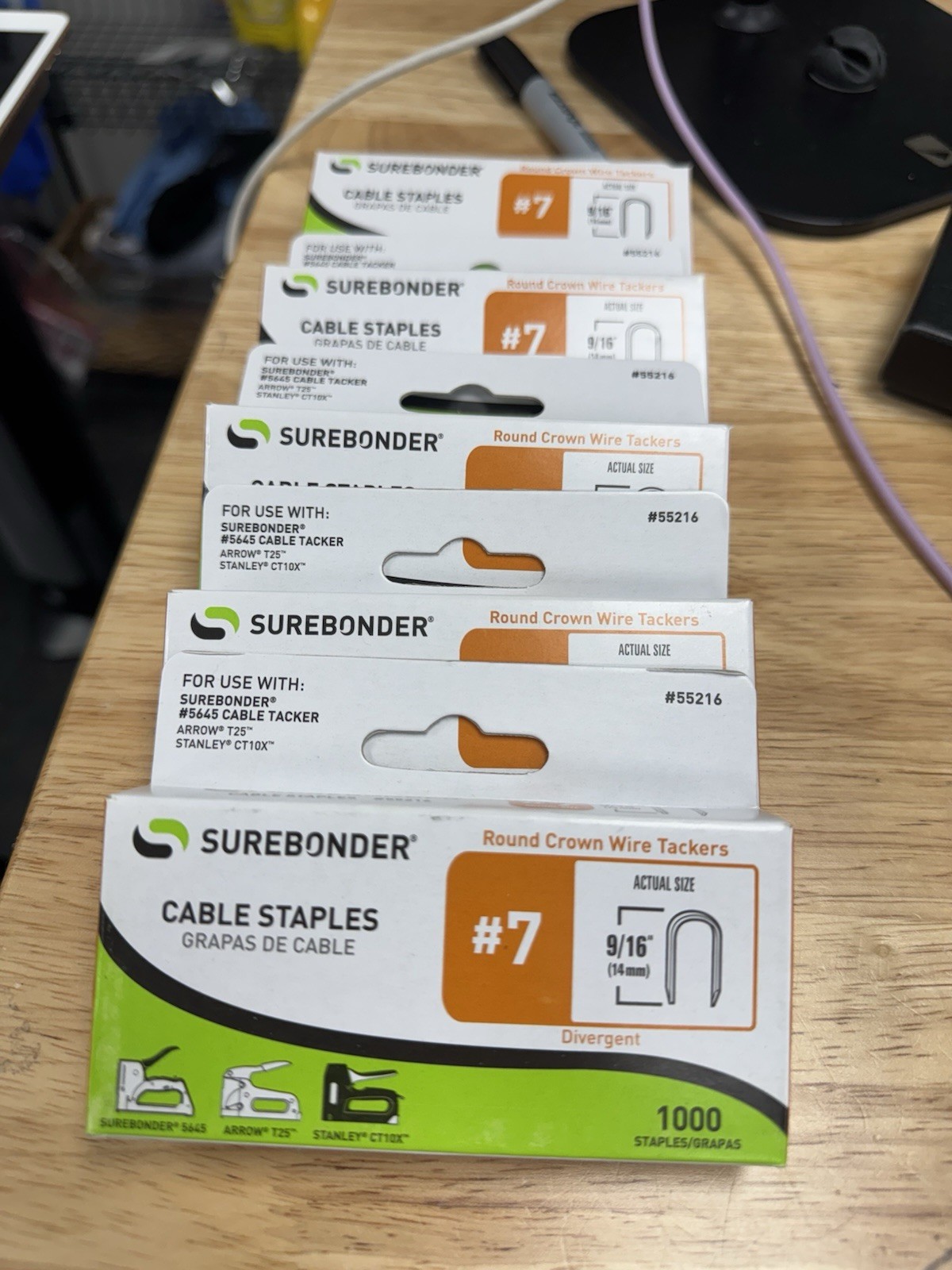 Surebonder Cable Staples #7 Round Crown Wire Tackers 9/16&rdquo;
