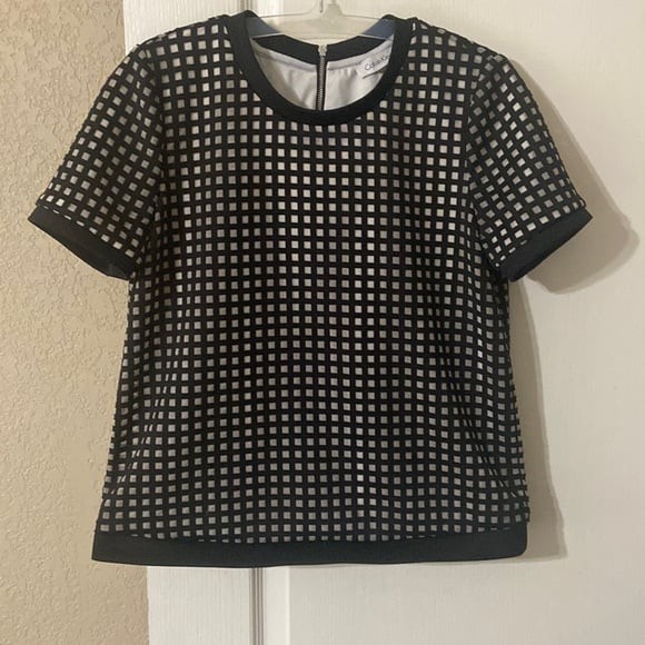 Calvin Klein Black Grid Pattern Blouse Business E… - image 2