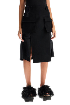 スカート SACAI Women Mid Skirts 2407332 001 Black Hybrid skirt in nylon and wool SACAI Woman Sz. 1 NUMERIC