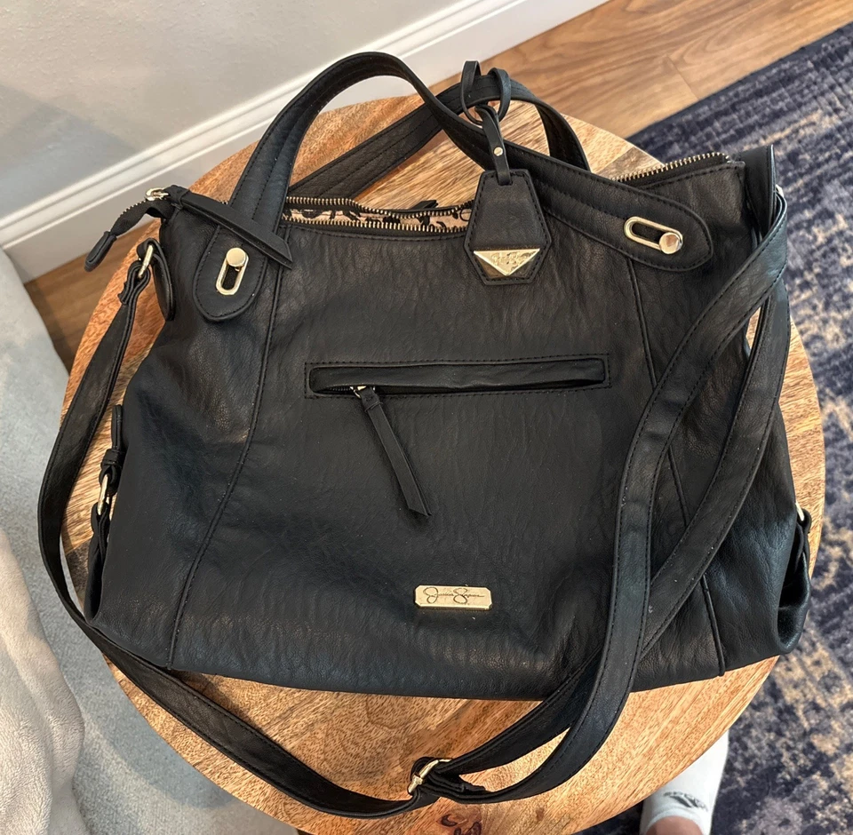 Jessica Simpson Black Purse 15” L, 10” H, 4” W. Used In Good Condition - Image 2 of 4