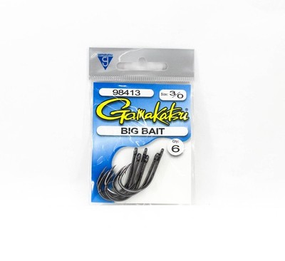 Gamakatsu 98413 Big Bait Hook NSB Size 3/0, 6 Per Pack (9229)