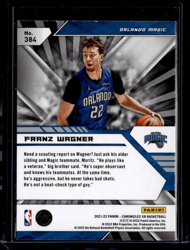 Franz Wagner 2021-22 Panini Chronicles #384 Orlando Magic - Picture 2 of 2