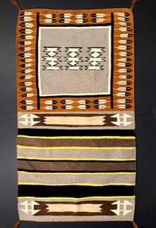 OUTSTANDING NAVAJO DBL PATTERN SADDLE BLANKET / RUG HANDSPUN EXCELLENT MINT NR!