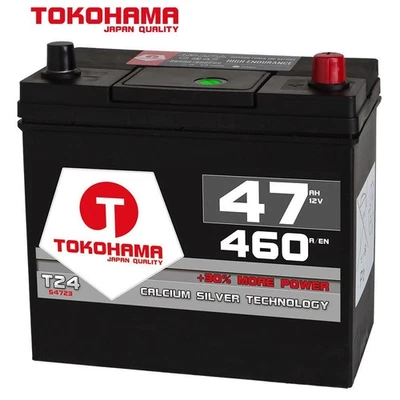TOKOHAMA BATTERIEN Autobatterie 12V 47Ah 460A/EN Japan Asia + Pluspol rechts Batterie 54523 45Ah