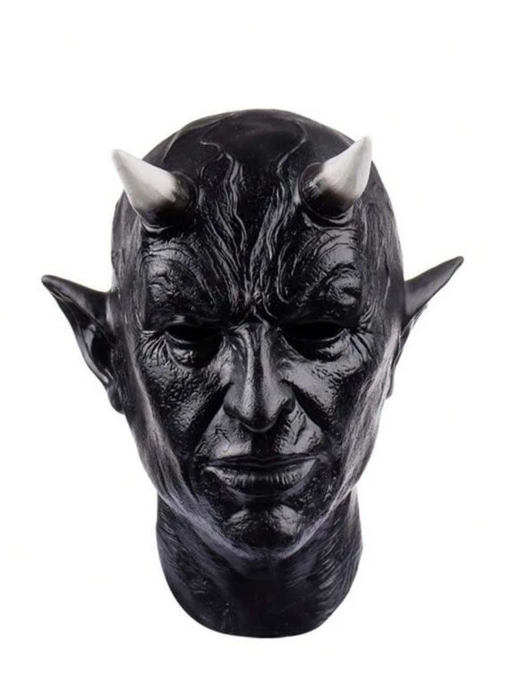Ox Horn Devil Full Face Latex Mask  - Image 4 of 4