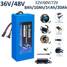 72V 60V 52V 48V 36V 10Ah 14Ah 20Ah Ebike Battery Pack for 200W-3600W Bike Motor