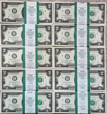100 - $2 Two Dollar Bills UNC (Sequential, Consecutive) 2017A - $200 TOTAL