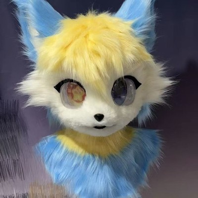 Fursuit Long haired Dog Fox Mascot Party Halloween Fur Cosplay(head)