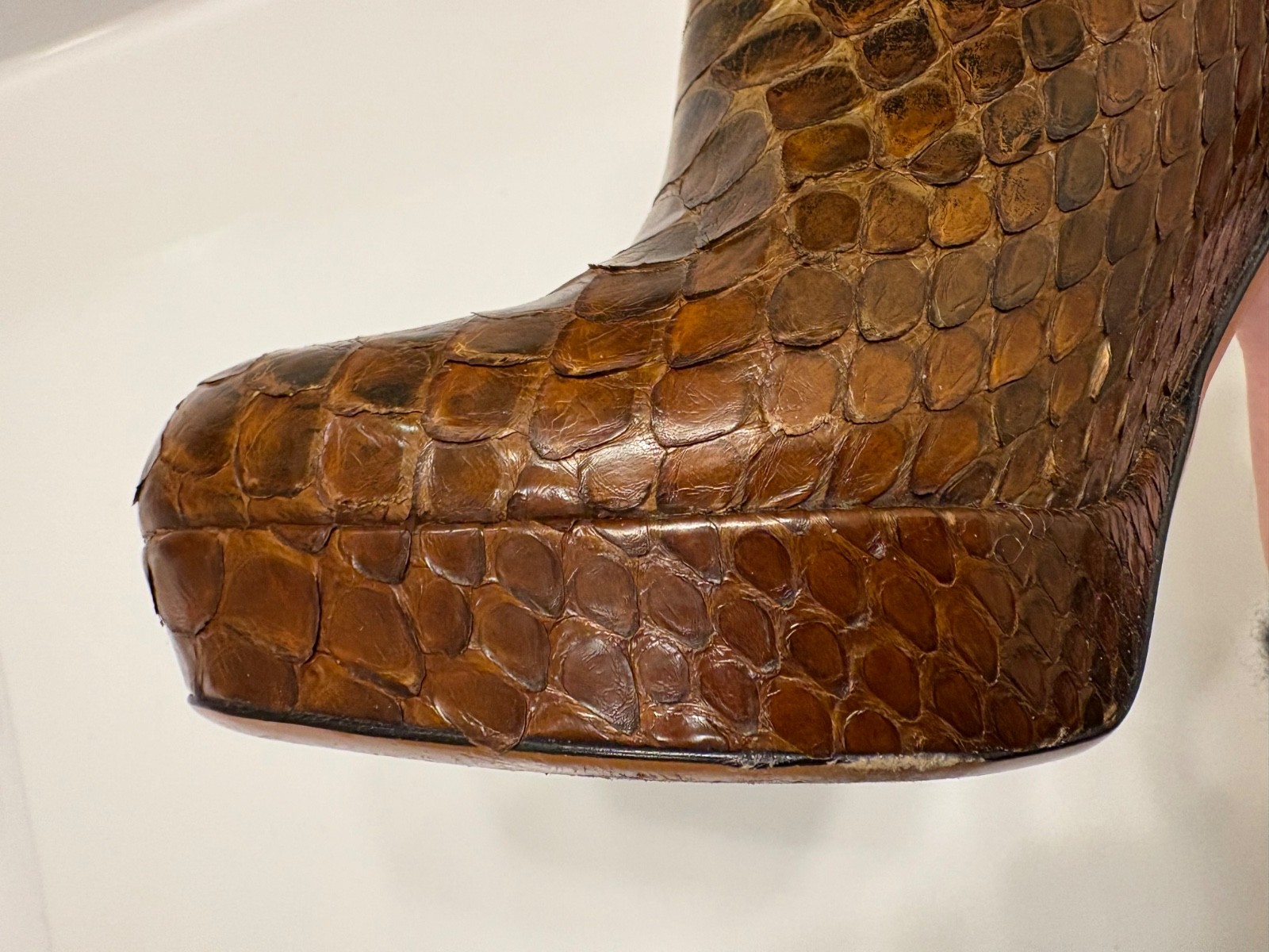 Authentic Gucci Brown Python Ankle Booties Bamboo… - image 22