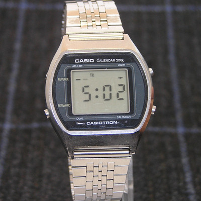 [Super Rare] 70s Vintage Casio Casiotron Watch 47CS-23 Calendar 200 Silver Retro