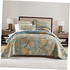 Cotton Bedspread Quilt Sets Queen size 90by98inch Rustic Branch Floral