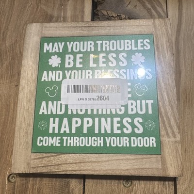 May Your Troubles Be Less 6  X 6  Sign Trivet Mickey Irish Green White (10w)