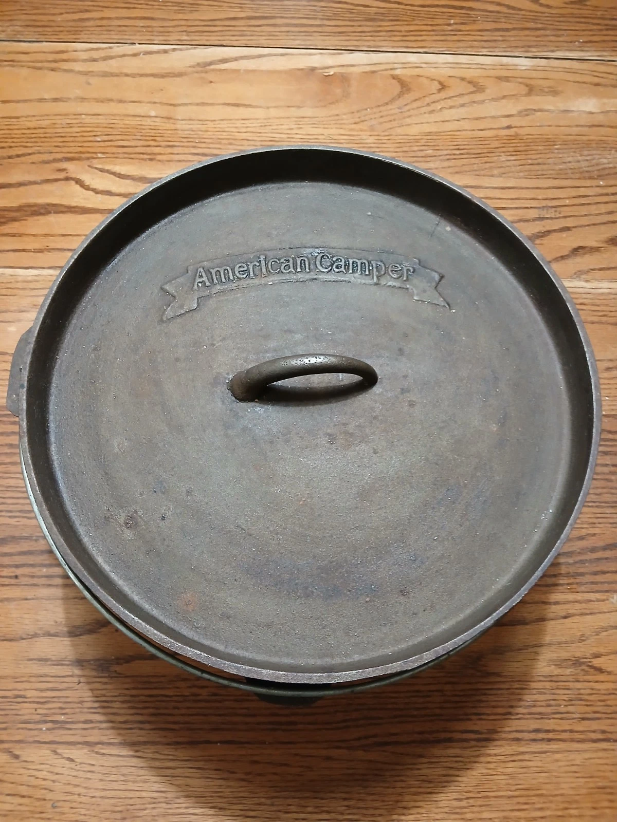 VTG. American Camper Cast Iron Dutch Oven, Large, 12 1/2 in. × 8 1/2" Weighs 18