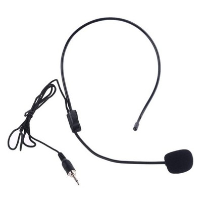Black Threaded 3.5mm Headset Microphone for Loudspeaker for Tour Guide Teaching