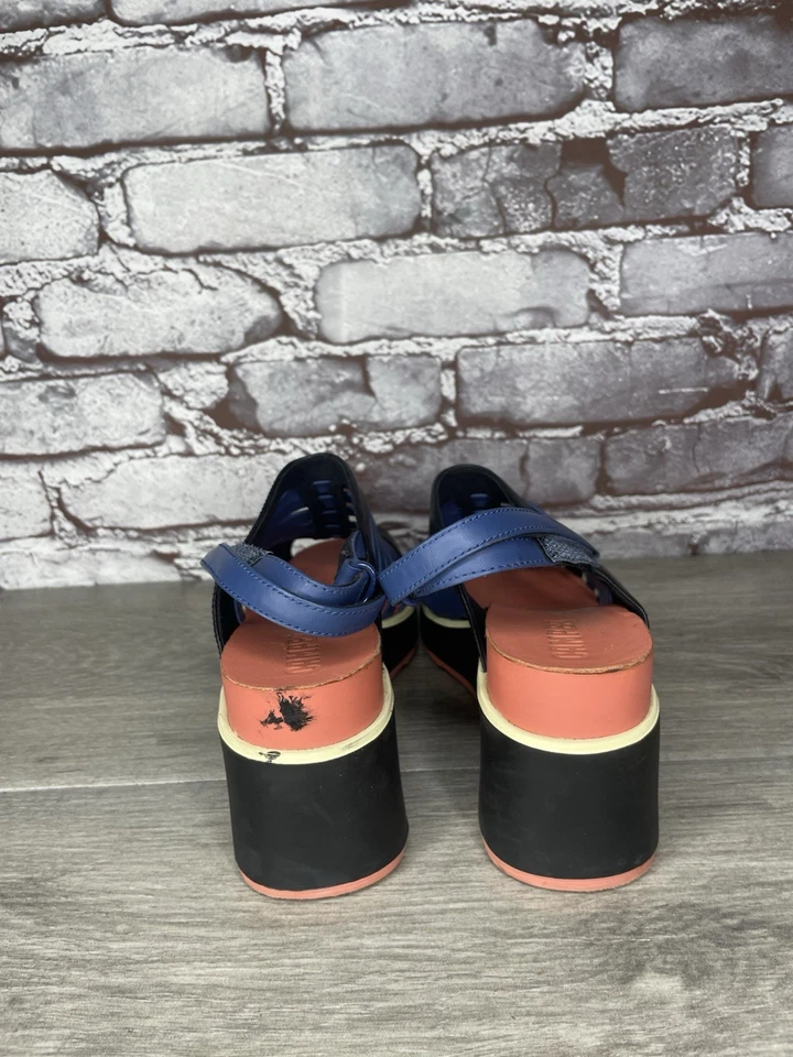 Женские босоножки Camper Tropic черные синие кожаные с ремешком на лодыжке на танкетке размер 36 ЕС/6 М США - Изображение 4 из 4