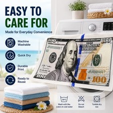 100 Dollar Bill Money Print Beach Bath Towel 28 x 55 in Novelty Home Decor Gift