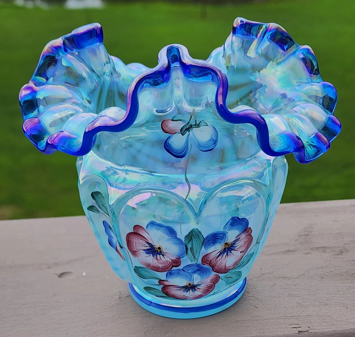 Glass Original Blue Collectible Vases for sale | eBay