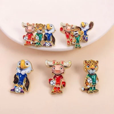 5PCS Set 2026 FIFA World Cup Soccer Mascot Enamel Pin Lapel Badge Gift - Image 1 of 4