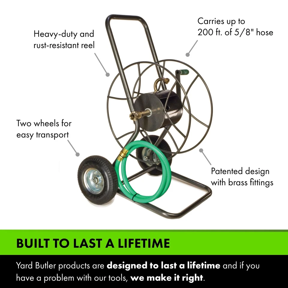 Carro de carrete de manguera con ruedas carrete de manguera de metal de 200 pies de alta resistencia adecuado para G... Foto 4 de 4