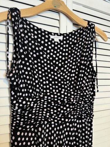 DRESSBARN Women’s Size 8 Dress Polka Dot Sleeveless Fit & Flare Cinched Waist - Picture 2 of 9
