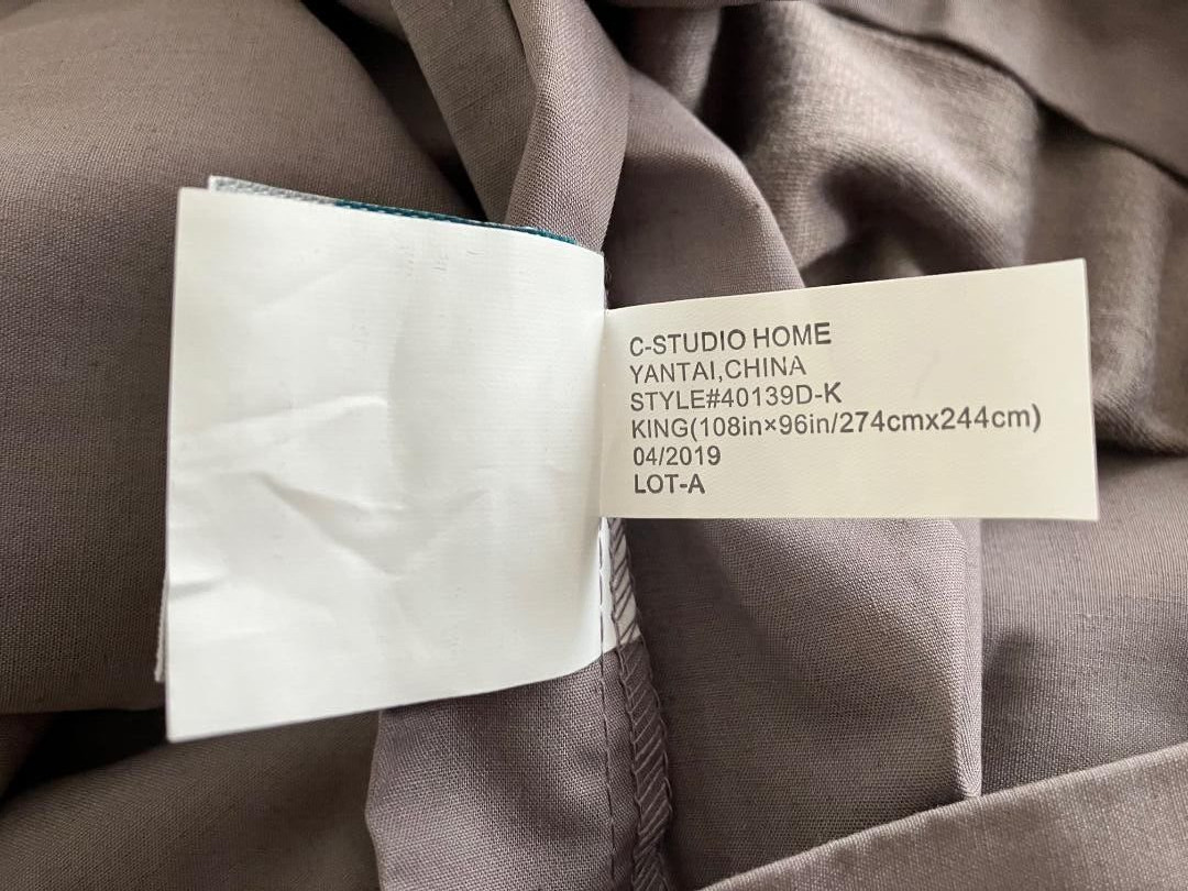 BRUSHED VELVET GRAY VELOUR BY "THE COMPANY STORE" KING DUVET W/SHAMS #170