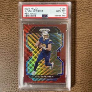 2021 PRIZM Justin Herbert Red Wave #169 Gem Mt 10 141/149