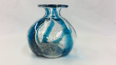 Vintage MDINA GLASS Small Art Glass Vase ~ Made in Malta ~ Signed
