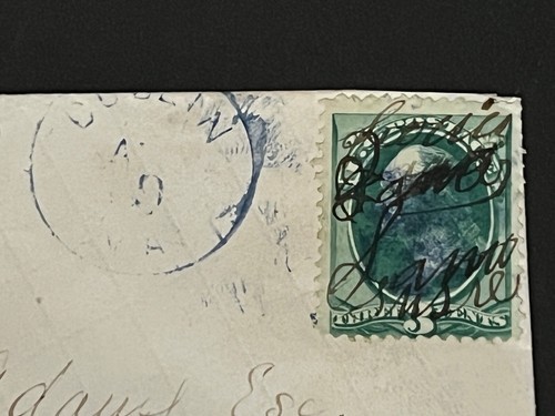 1870s DUBLIN VA BLUE FANCY +STAMP MANUSCRIPT ! HAND DRAWN BACK FOLK ART DRAWING - Picture 2 of 3