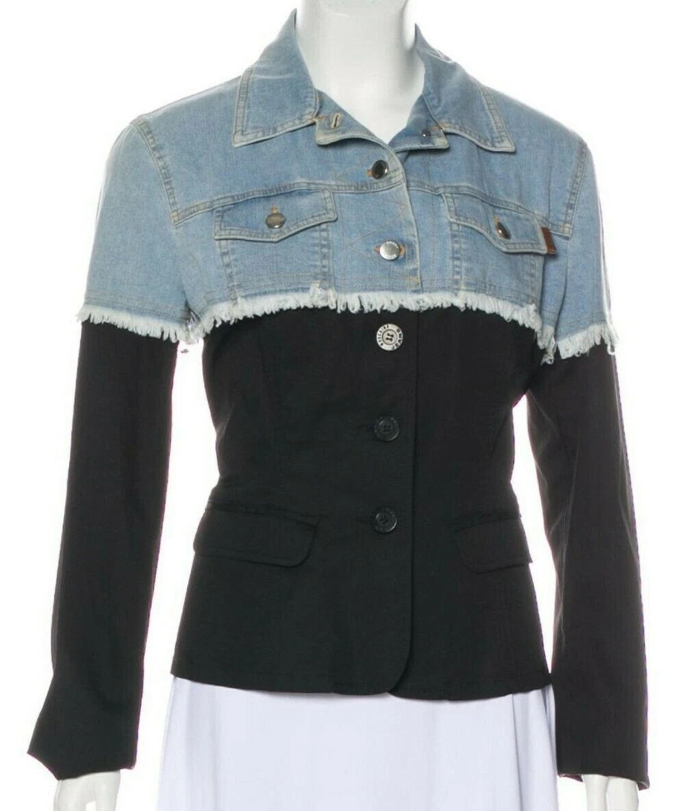 Half denim half black cheap jacket