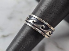 Womens Vintage Estate Sterling Silver Modernist Wave Ring 5.0g E1063