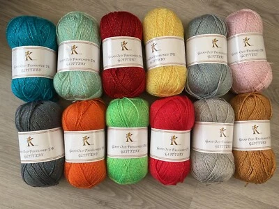 Good Old Fashioned Sparkly Knitting Crochet DK glitter soft yarn. 100g balls.