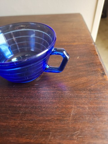 Vintage Hazel Atlas Moderntone Cobalt Blue Set of 5 Coffee Cups/5 Saucers - Picture 7 of 10