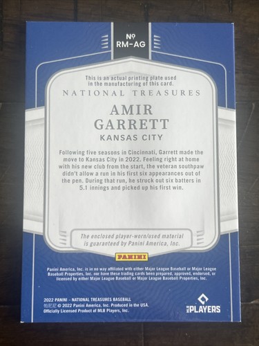 2022 National Treasures Amir Garrett #24/25 Holo Gold Retro Patch Royals - Picture 5 of 5