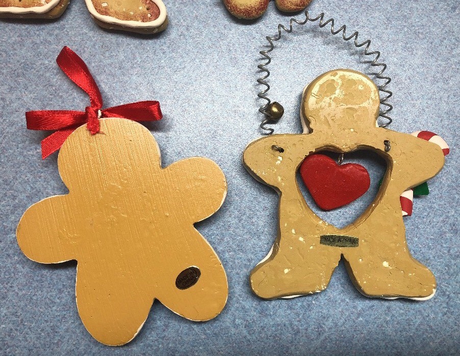 LOT OF 9 GINGERBREAD BOY GIRL CHRISTMAS ORNAMENTS wood resin eBay