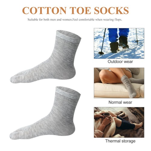 NUOLUX 3 Pairs of Elastic Cotton Tabi Toe Socks (White+Grey+Black) Men toe socks - Picture 6 of 10