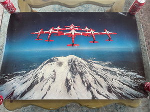 Rare Snowbirds Poster - Canada's Snowbirds Loop Over Mt. Rainier