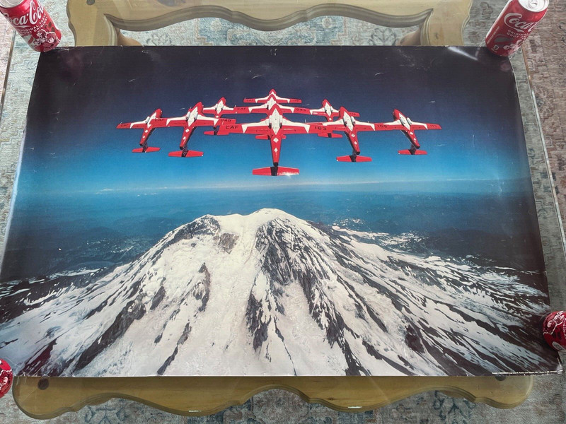 Rare Snowbirds Poster - Canada's Snowbirds Loop Over Mt. Rainier