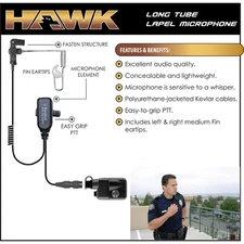 HAWK QR Police Lapel Mic Earpiece for Harris / Macom LPE Prism 2-Way Radios