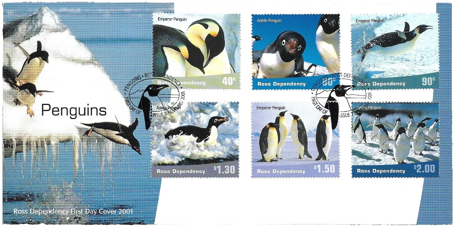 First Day of Issue Antarctica Animal Kingdom Postal Stamps