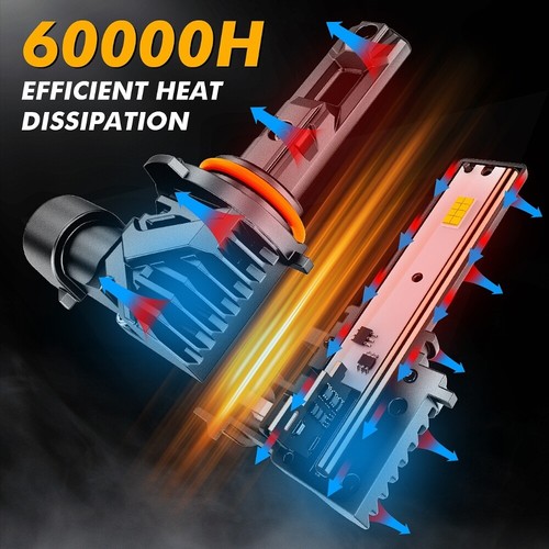 AUXBEAM 9005 H11 LED Headlights High Low Beam Conversion Bulbs Kit 6500K Fanless - Picture 7 of 18