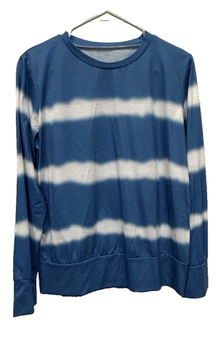 Curvy Bella Women Sky Blue Tie Dye Long Sleeve Light Pullover Shirt SZ XL NWT
