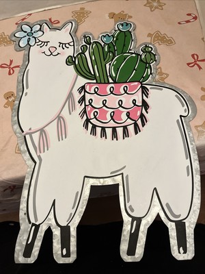 Hobby Lobby Heavy Metal Smile Llama Cactus Sign Wall Decor Weekender Collection