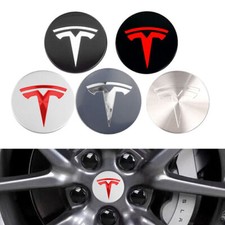 4&times; 56mm Nabendeckel F&uuml;r Tesla Logo Emblem Aufkleber Radkappen Felgen Aluminium