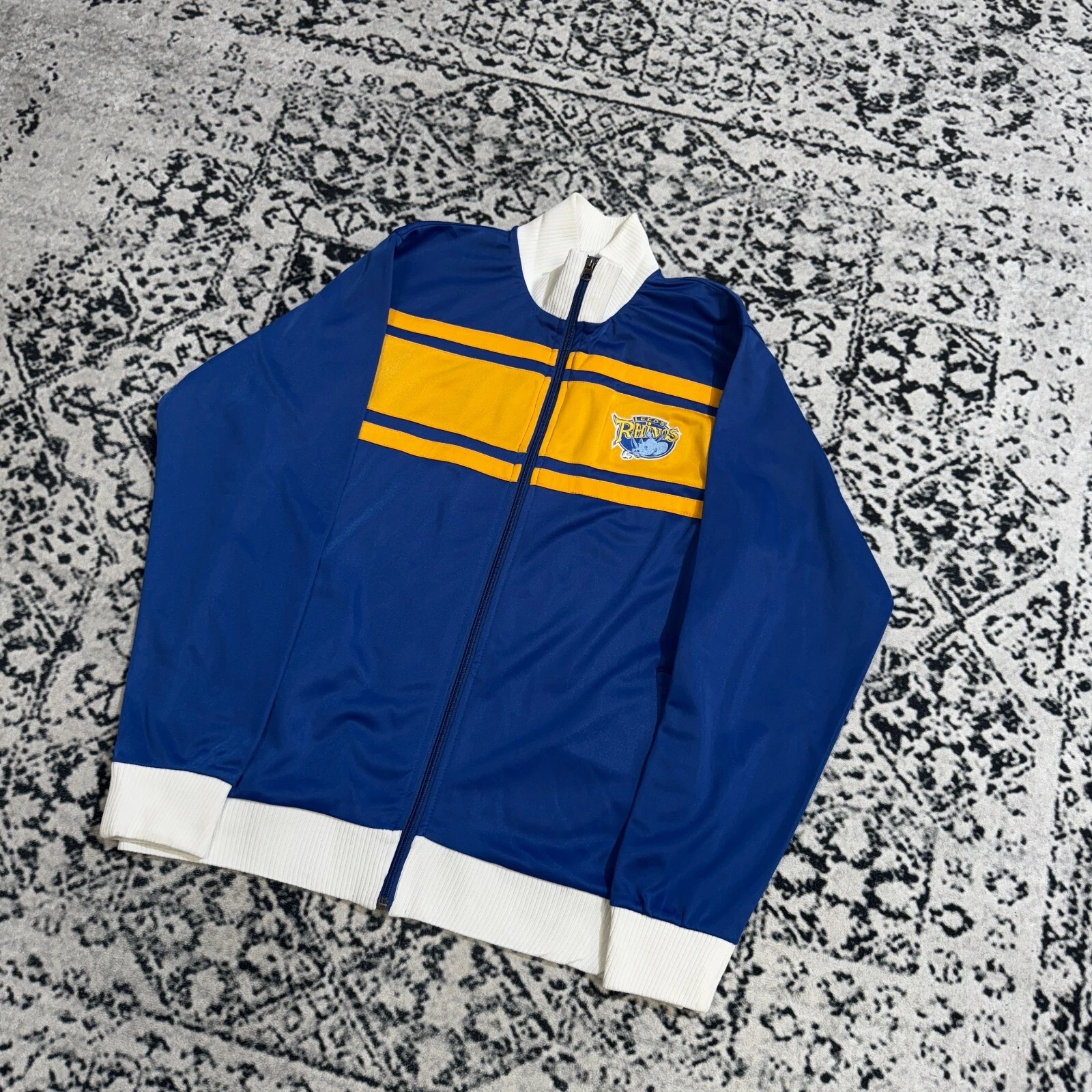 GUCCI Giacca tuta vintage Leeds Rhinos unisex blu poliestere taglia M vestibilità regolare